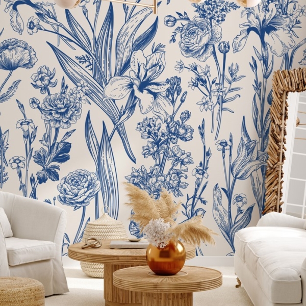 Fotobehang Blauwe bloemen