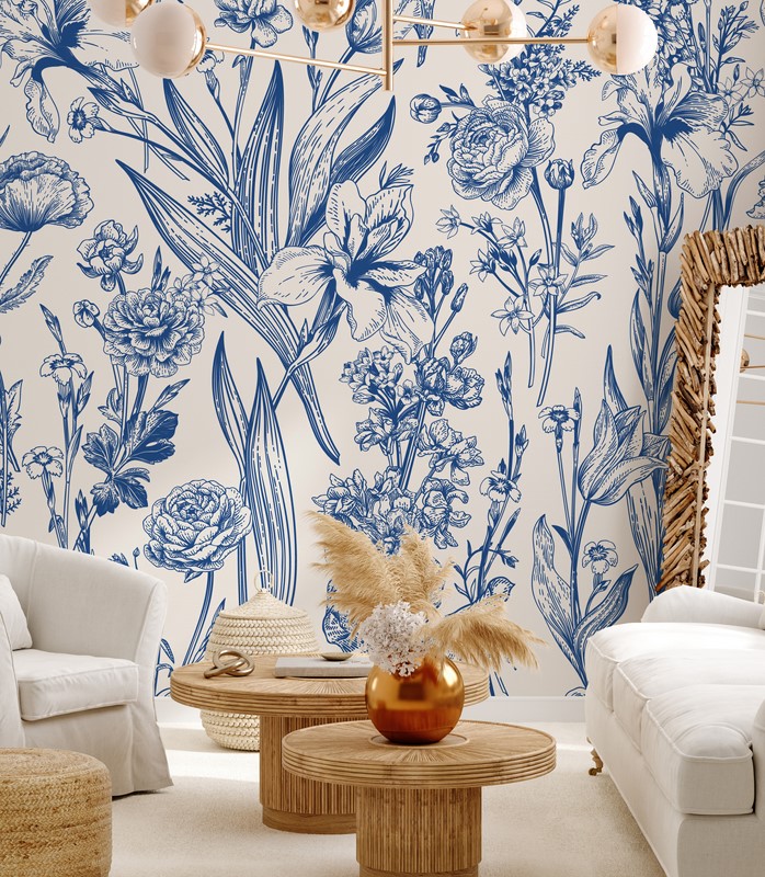 Fotobehang Blauwe bloemen