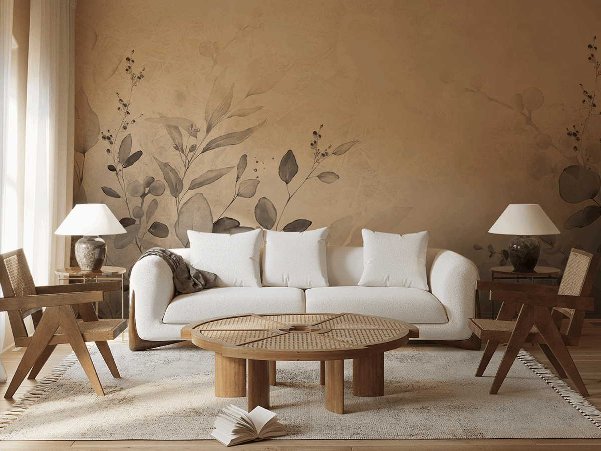 Fotobehang Grijs-beige aquarel harmonie