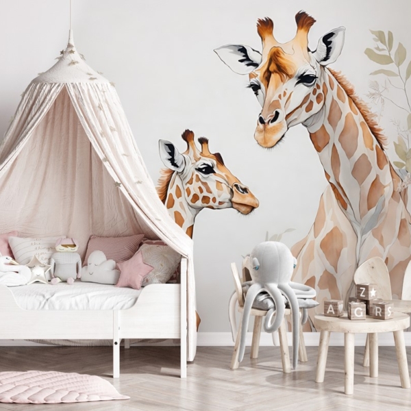 Fotobehang Giraffenfamilie