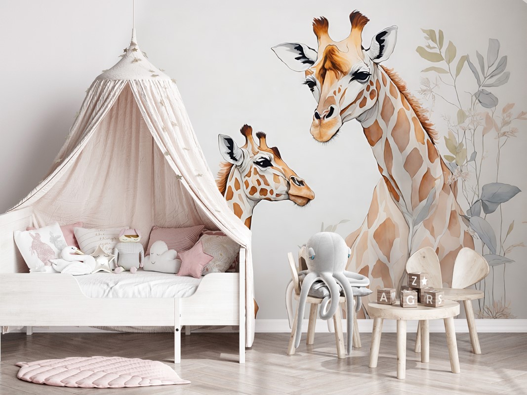 Fotobehang Giraffenfamilie