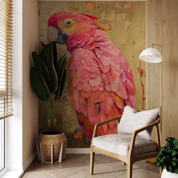 Fotobehang Roze Papegaai Gloed