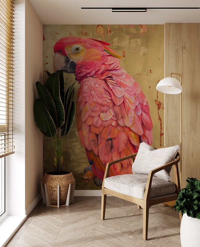 Fotobehang Roze Papegaai Gloed