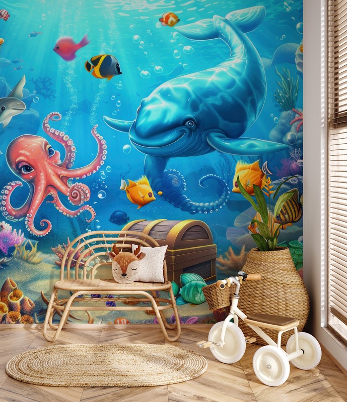 Fotobehang Onderwateravontuur met zeebewoners