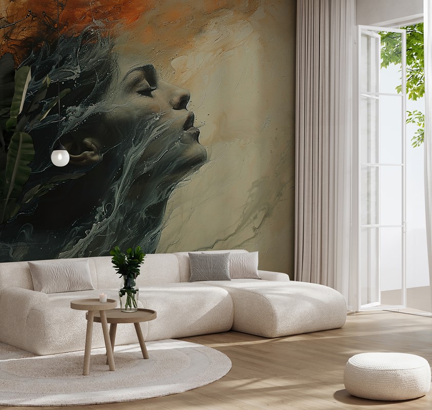 Fotobehang Vrouwenportret in abstractie