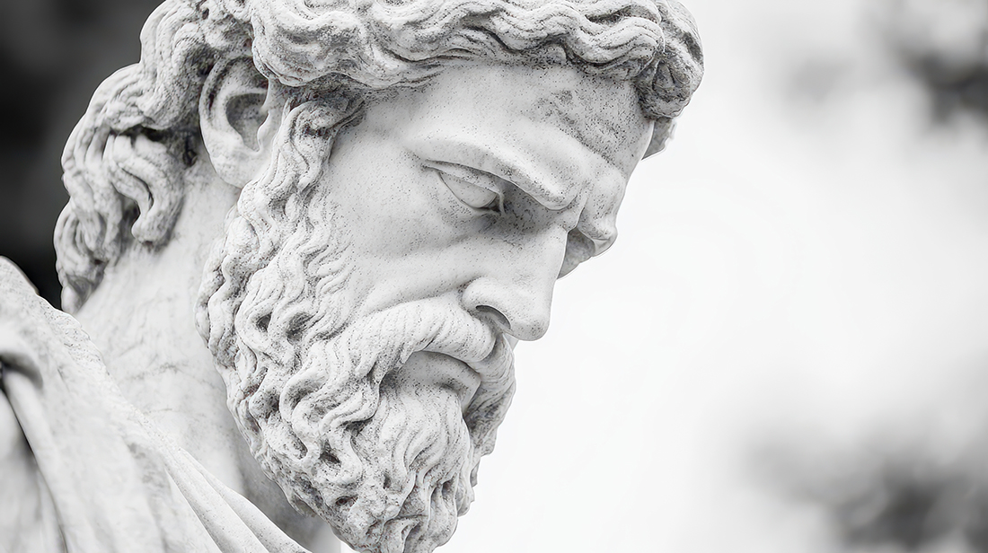 Close Up of a Stone Statue Face Greek Sculpture Ancient Art