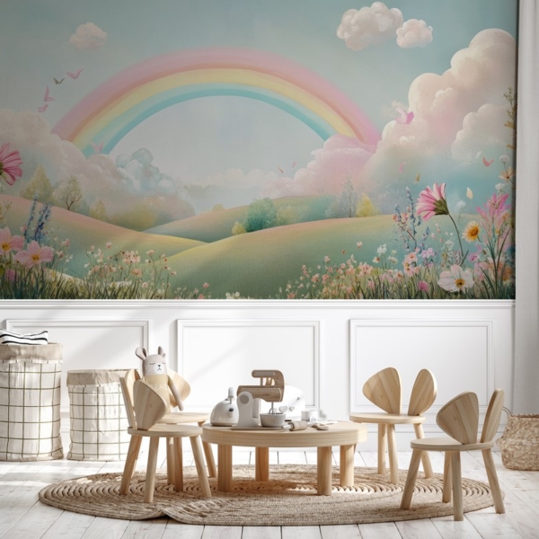 Fotobehang Regenboogparadijs in de weide