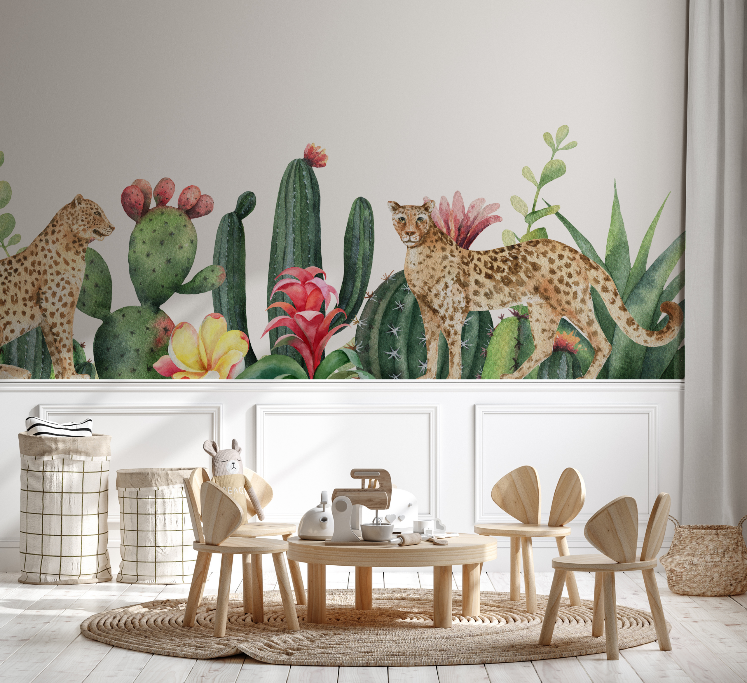 Fotobehang Jachtluipaarden tussen de cactussen