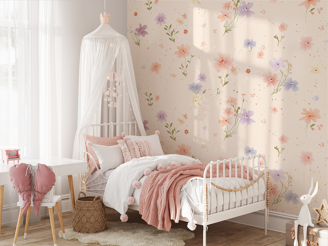 Fotobehang Pastel bloementuin