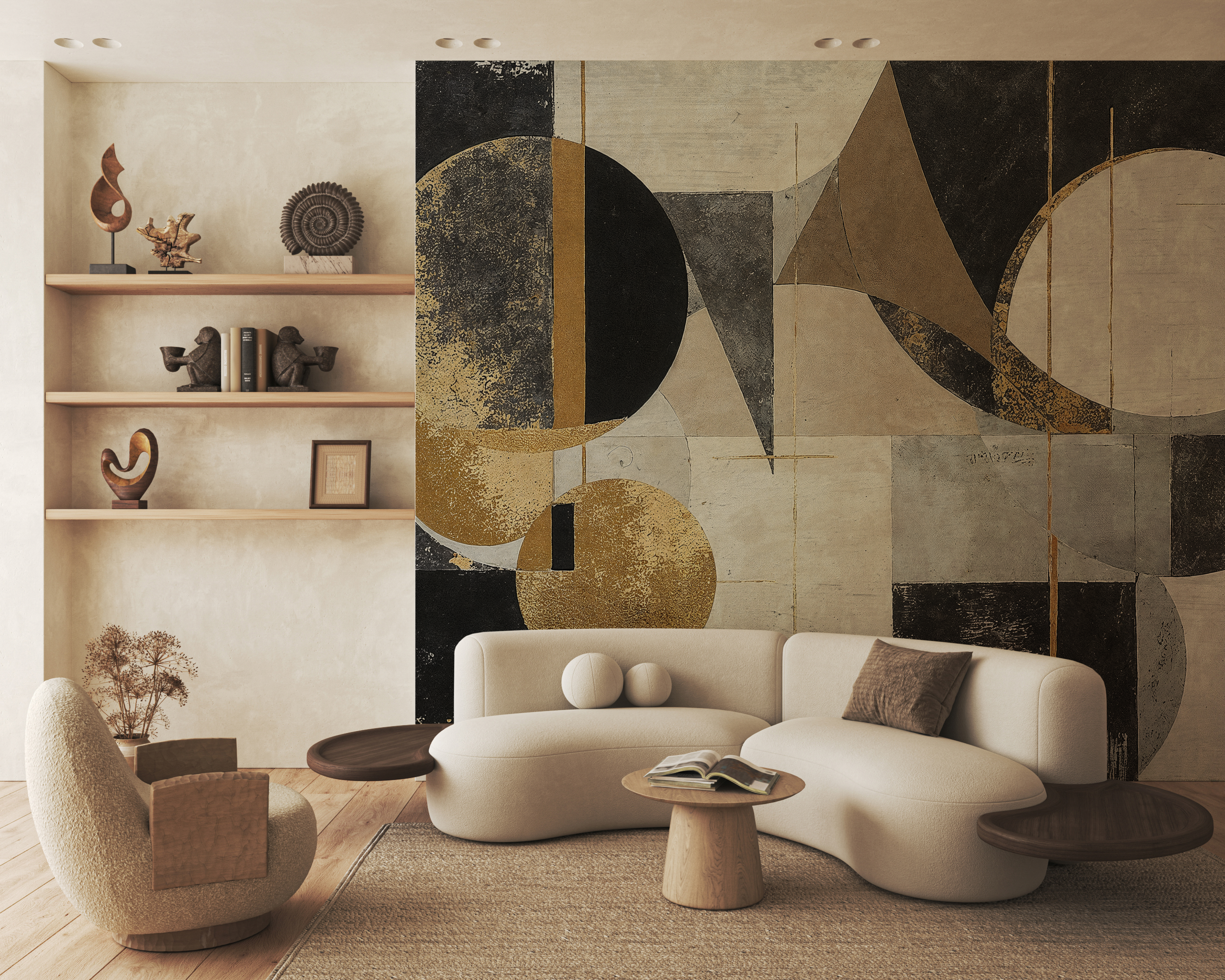Fotobehang Geometrische abstractie in aardse tinten