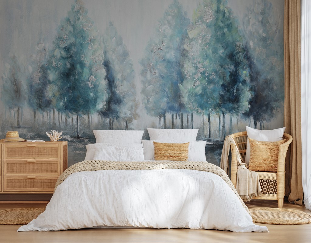 Fotobehang Bos in Blauw