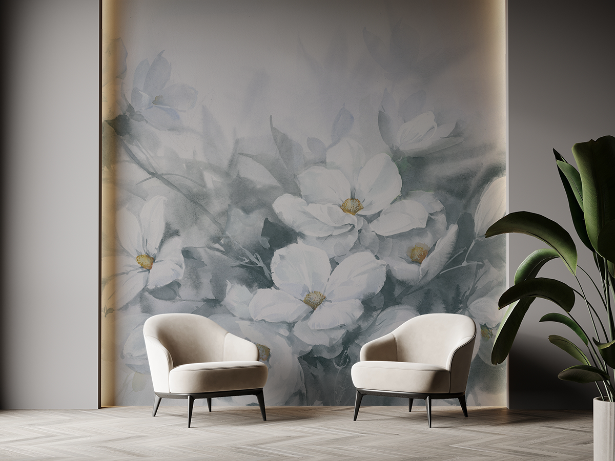 Fotobehang Ochtendmistbloemen