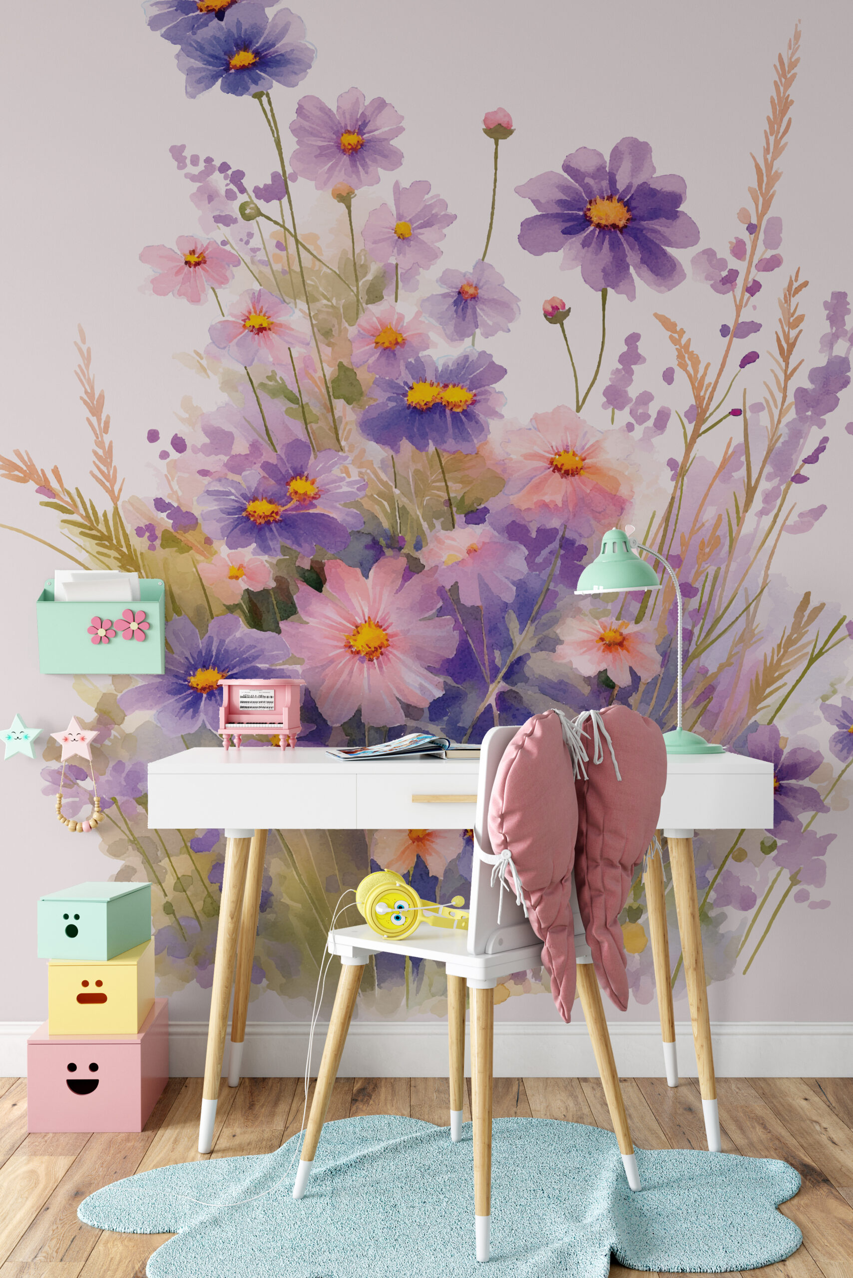 Fotobehang Paars boeket wilde bloemen