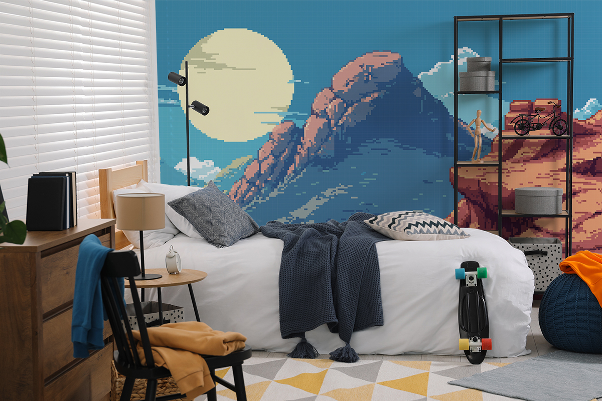 Fotobehang Pixel Mountain Landschap