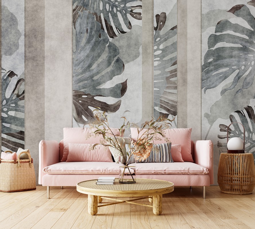 Fotobehang Monstera in abstractie