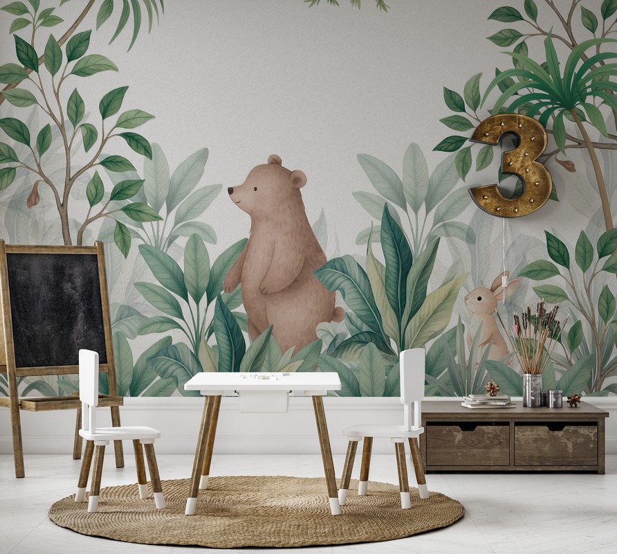 Fotobehang Berenwelp tussen het groen