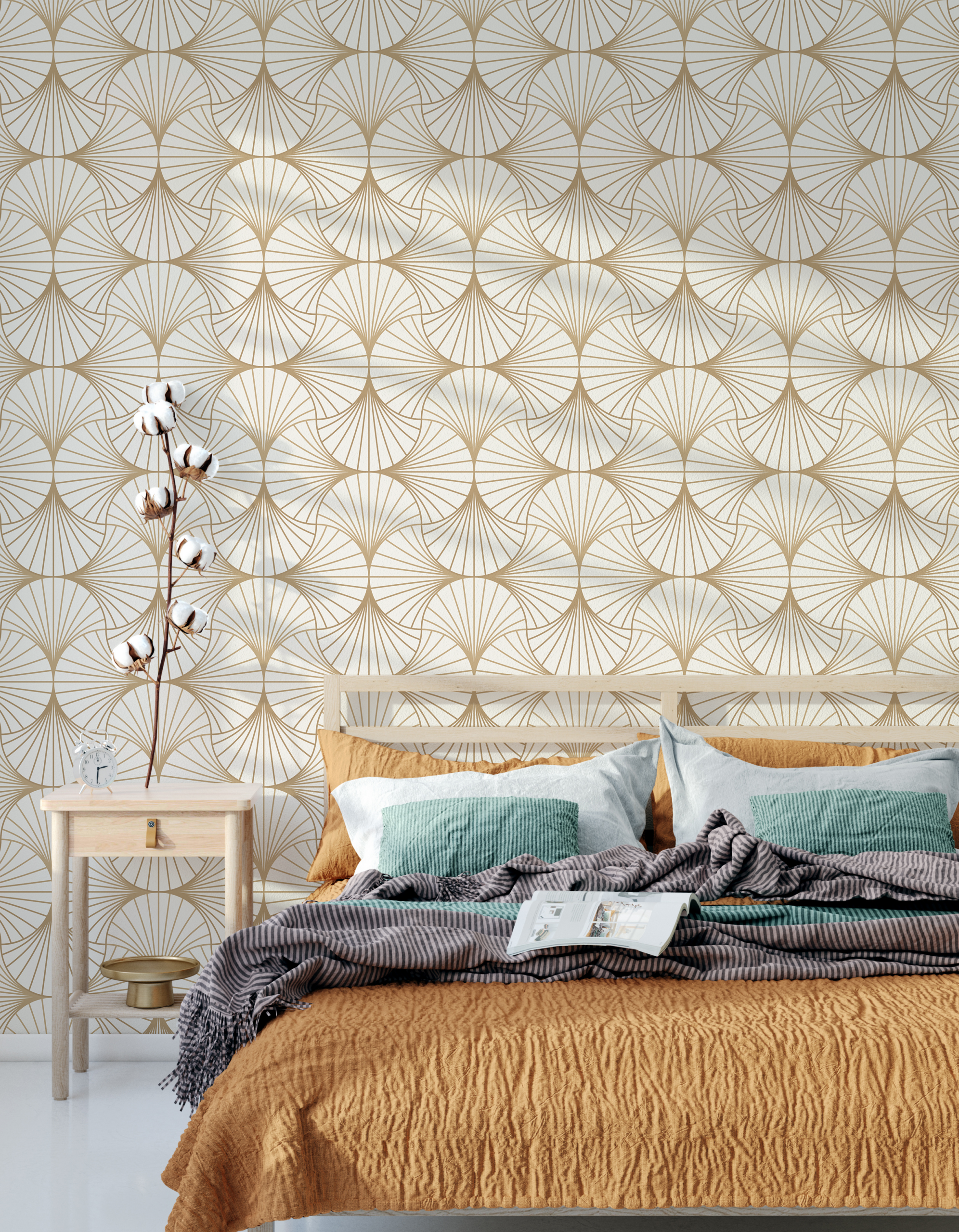 Fotobehang Art Deco gouden waaier