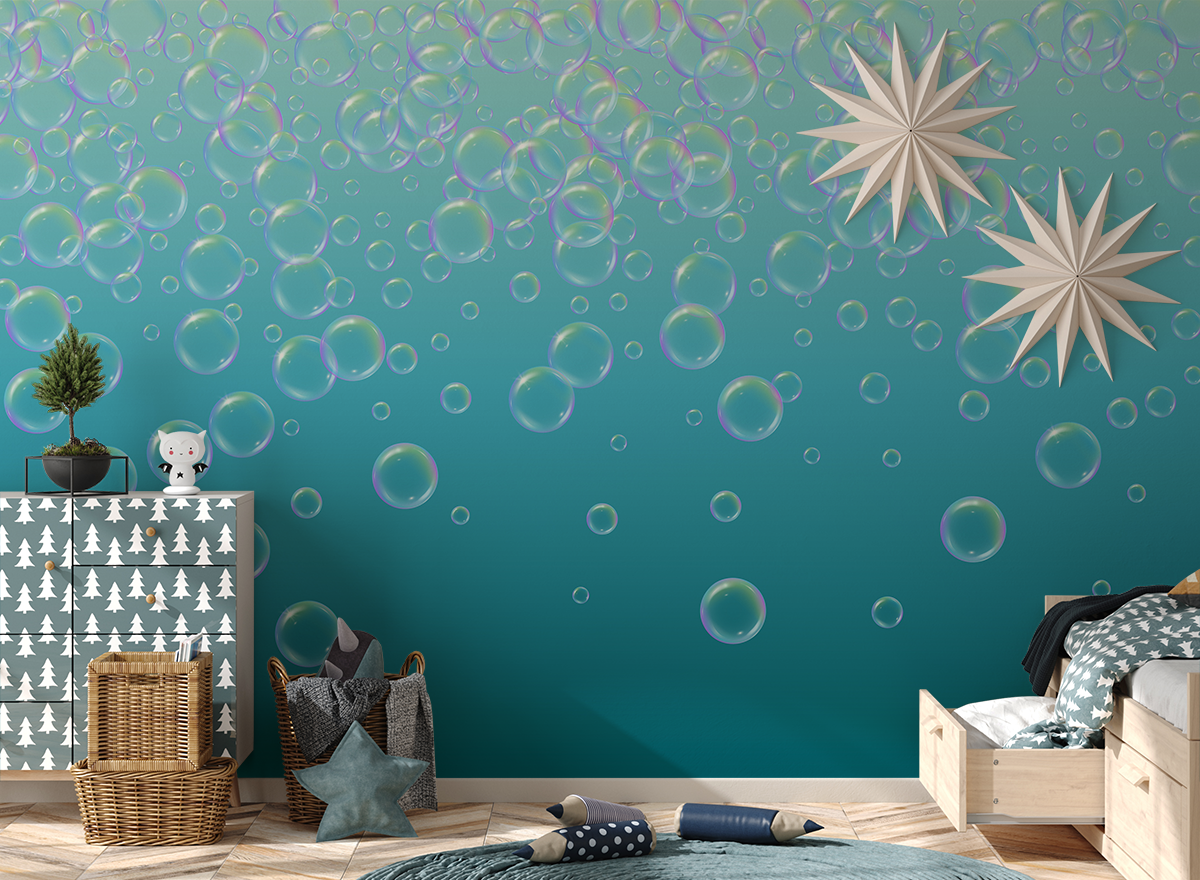 Fotobehang Blauwe bubbels