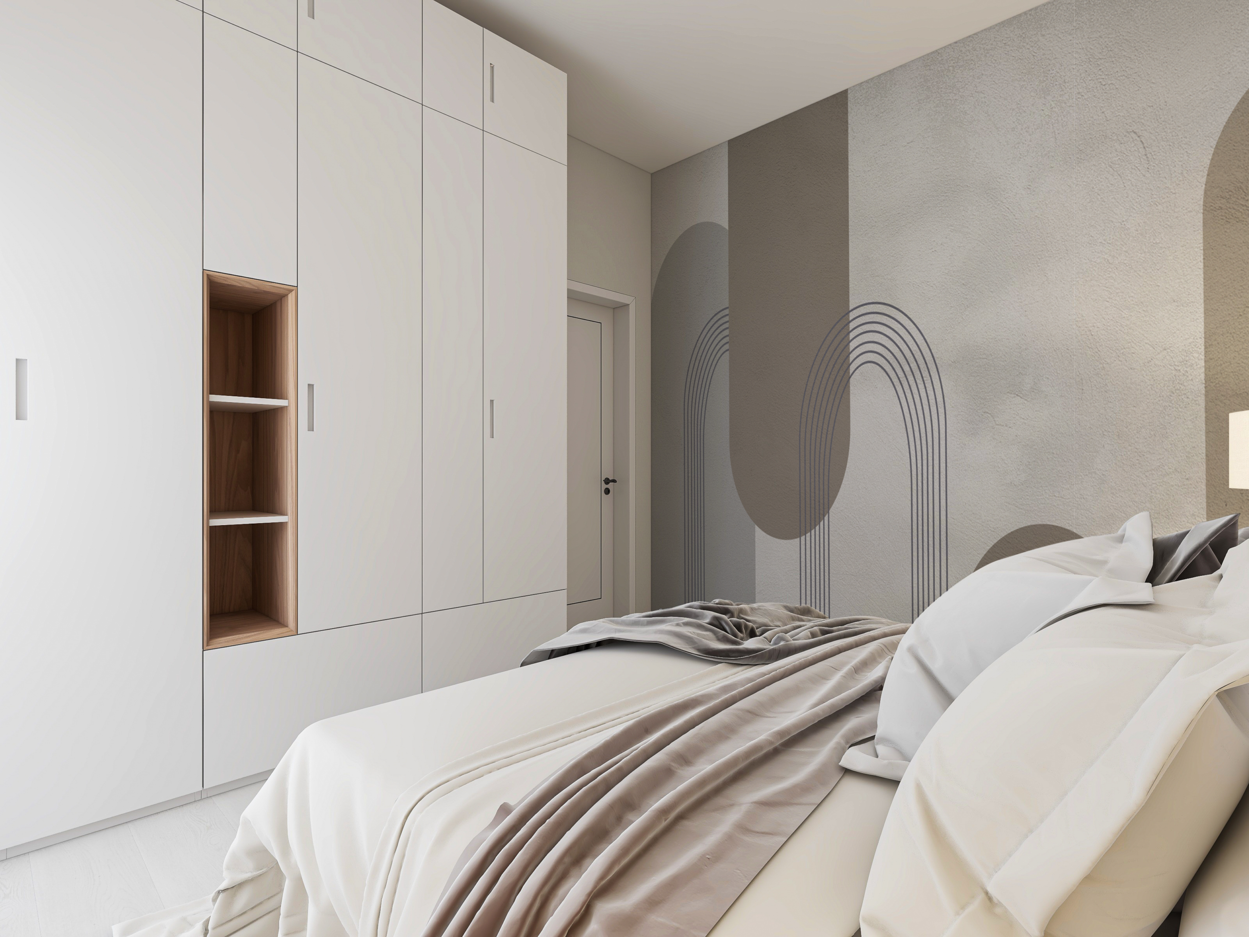 Fotobehang Modern beton met een geometrisch motief.