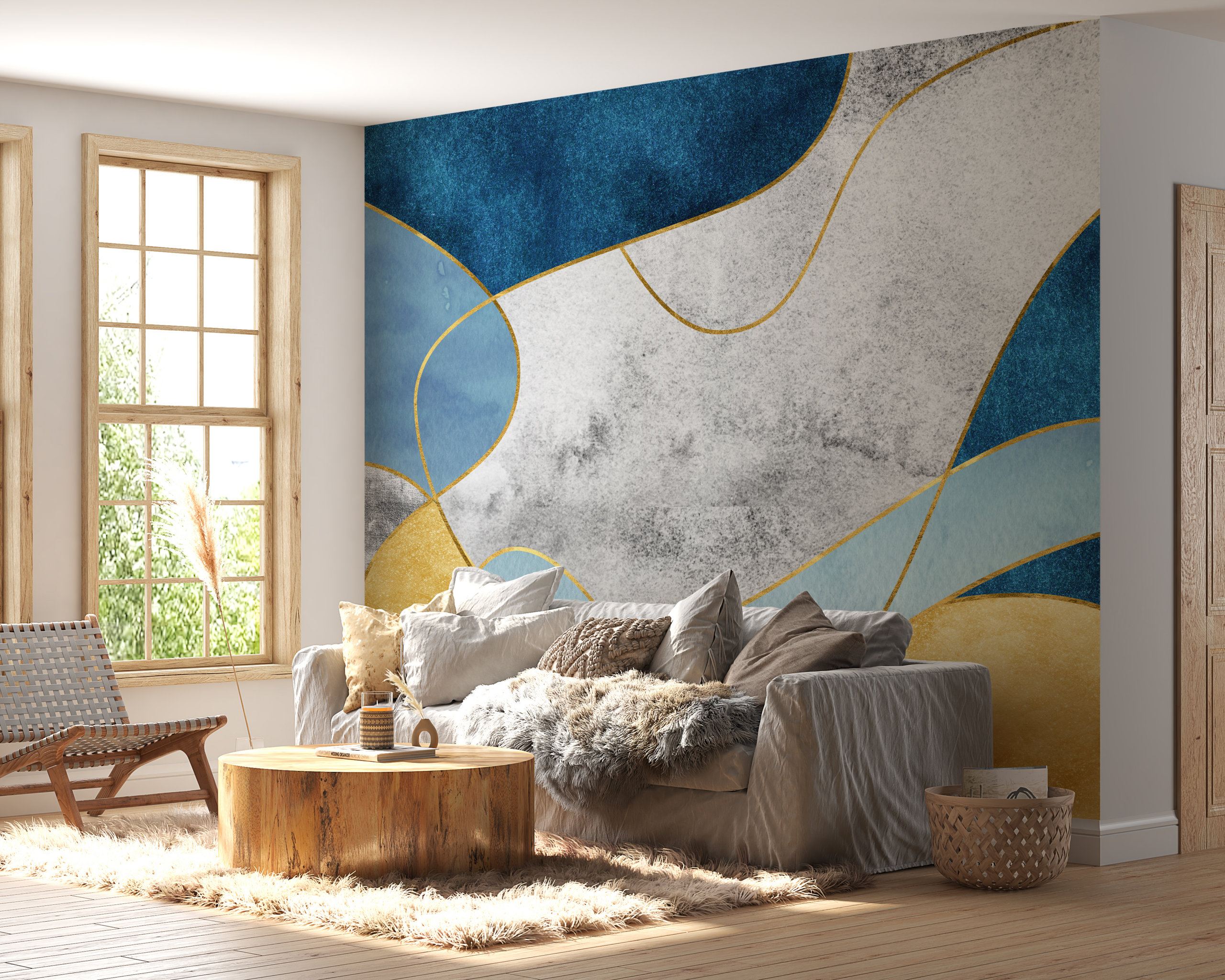 Fotobehang Abstracte blauwe glamour