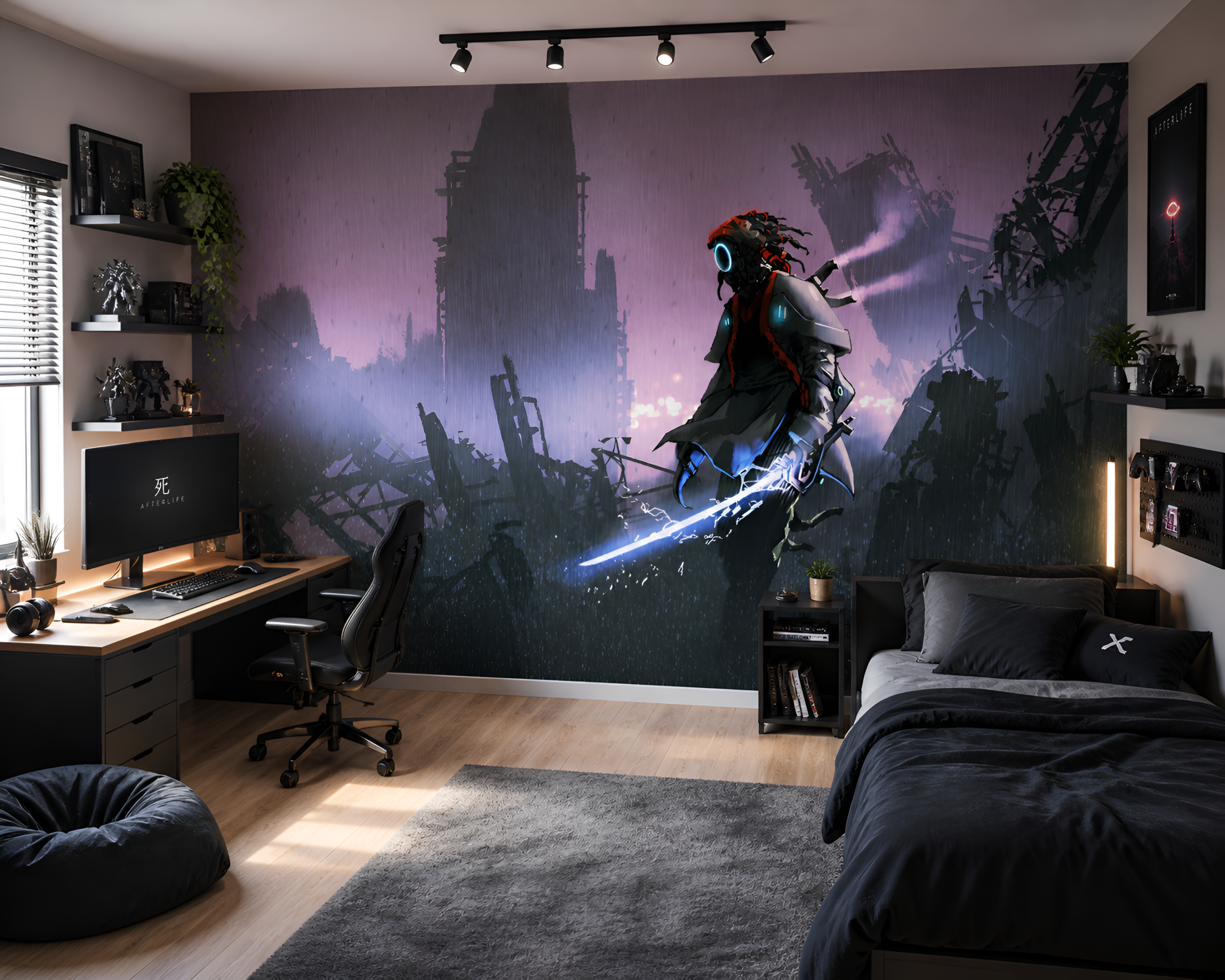 Fotobehang Cyberkrijger in de ruïnes