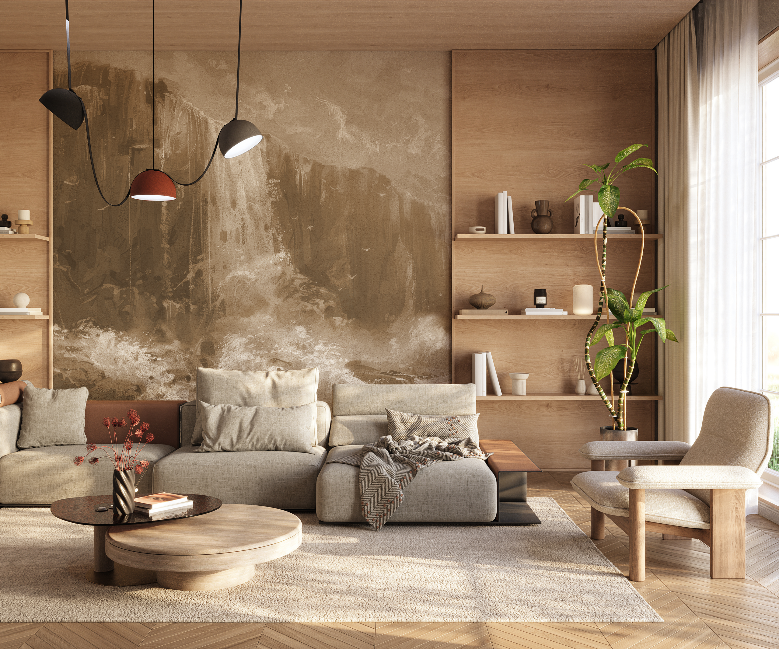 Fotobehang Beige Cascades