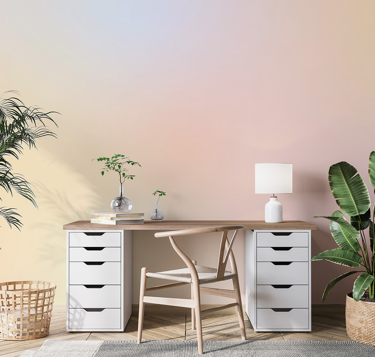 Fotobehang Ombré in poedertinten
