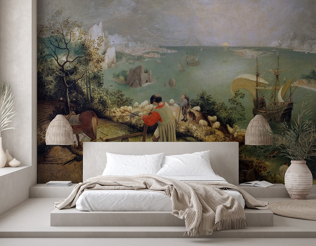 Fotobehang Landschap met de val van Icarus
