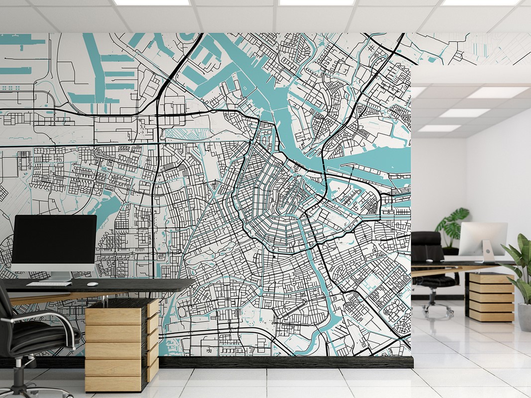 Fotobehang Stadsplattegrond van Amsterdam