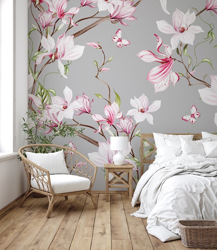 Fotobehang Romantische magnolia's