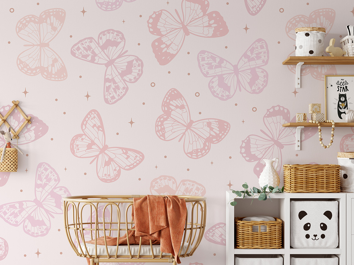 Fotobehang Roze vlinders