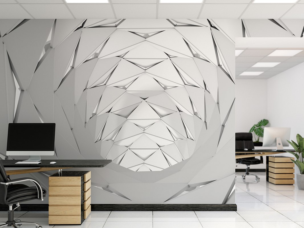 Fotobehang Zilveren Tunnel 3D