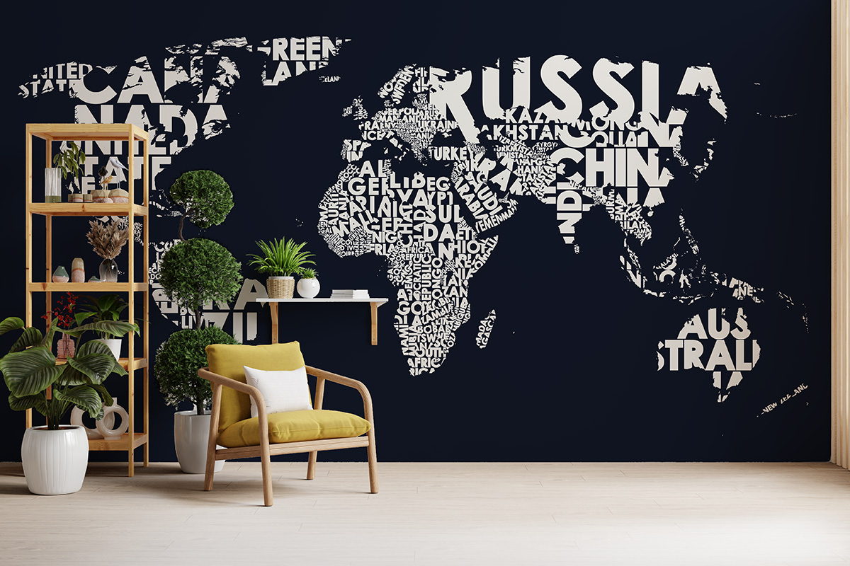Fotobehang Typografische wereldkaart